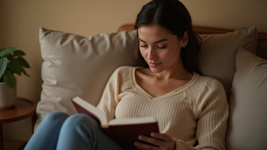 Mulher a relaxar com livro durante tempo pessoal